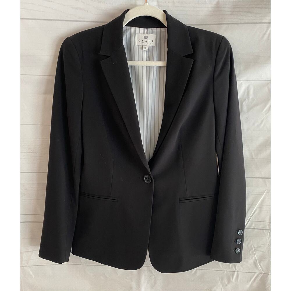 Chaus New York Classic Black Blazer Women’s 4 Lined Long Sleeve Button Up NWT #